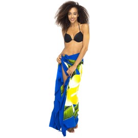 Back From Bali Womens Pareo Playa Wrap Cover Up Frangipani Flor Tie de Coco, Azul