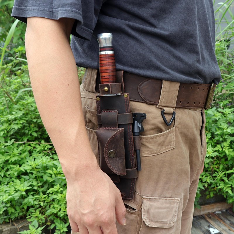 Tourbon Leather Hunting Fixed Blade Knives Sheath Horizontal & Vertical
