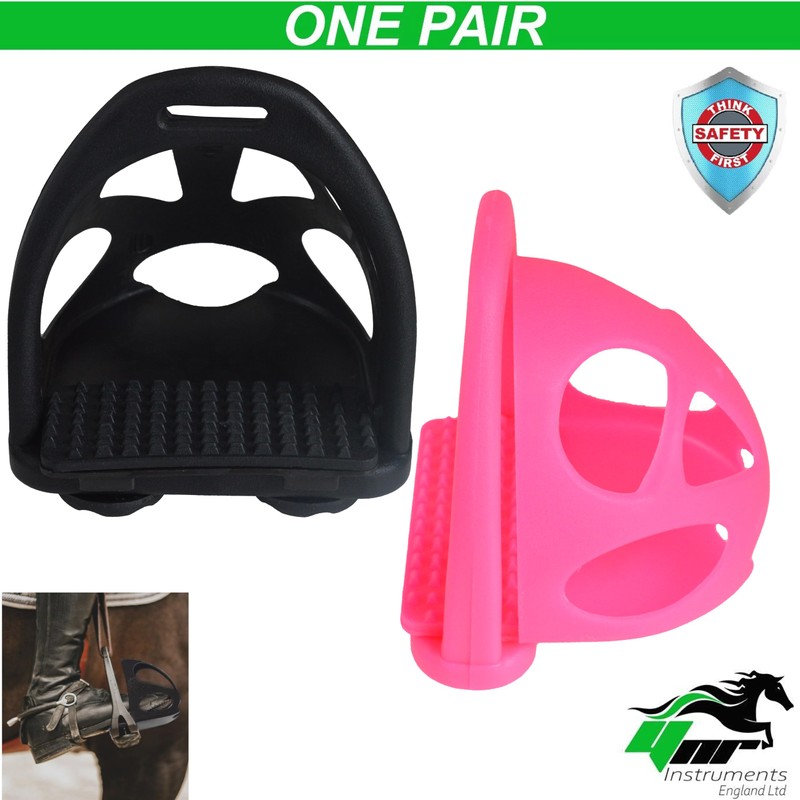 Pair of Safety Toe Cage Stirrups, Durable Plastic, Lightweight Matrix