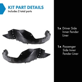 TRQ Inner Fender Liner Set Compatible with 2017-2018 Kia Forte5 KI1248155 KI1249155