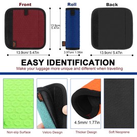 Desing Wish Pack of 3 Suitcase Tags with Address Label PVC Luggage Tags Suitcase Tags Air Travel Suitcase Name Tags + 3 Luggage Handle Pad for Travel Bags Suitcases Backpacks