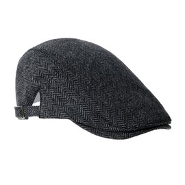 WITHMOONS Cotton Flat Cap Herringbone Winter Warm Driving Hat YZ30102 (Black)
