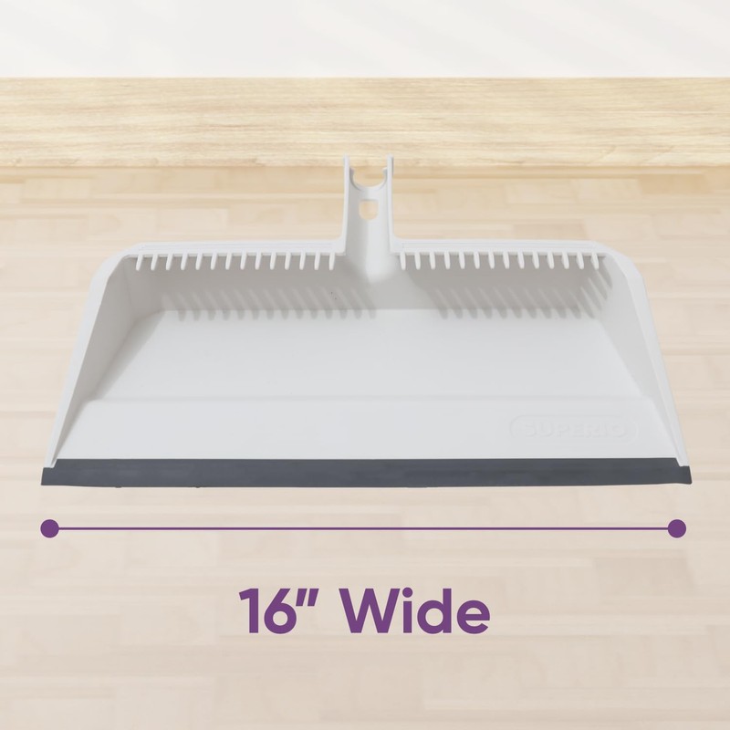 Superio 2-Pack Wide Plastic Dustpan with Comb - 16" Wide,