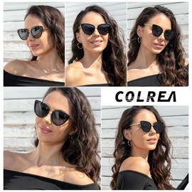 Colrea Oversized Polarized Cat Eye Sunglasses designed for Women, Retro Vintage Large Frame Sunglasses UV400 CL22003