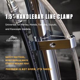 MoKitDora 1.5" Handlebar or Frame Mount Clutch Throttle Cable Clamp or Brake Line Clips for Harley 2 Pack, Chrome