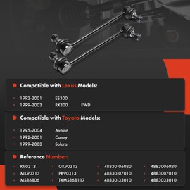 A-Premium 2 x Rear Sway Bar Links Stabilizer Bar Links, Compatible with Toyota Camry 1992-2001, Avalon 1995-2004, Solara 1999-2003 & Lexus ES300 1992-2001, RX300 1999-2003