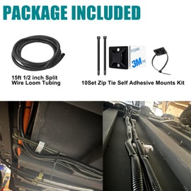 1/2 Inch Wire Loom Split Tubing - 15 ft Cord Protector Electric Wires Covers, Automotive Wire Flexible Conduit, Plastic Wire Cover with Cable Zip Tie (1/2"-15ft)