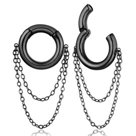 Earblity 2 PCS Black 2g (6mm) Hoop Link Ear Hanger Weights for Stretched Ears, Hypoallergenic 316 Stainless Steel Weights Plugs Tunnels Gauges Body Jewelry for Women Men