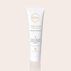 Ritma Natural Cosmetics | Körpercreme mit doppelter Wirkung, Peeling, feuchtigkeitsspendend, 150 ml, mit AHA-Säure und Hyaluronsäure
