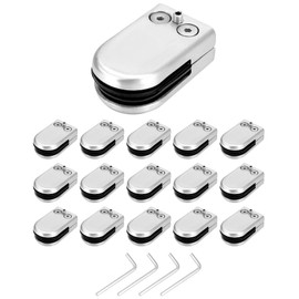QWORK Pack of 16 Stainless Steel Glass Clamps Glass Holder for Balustrades, Stair Railings and Handrails, Suitable for 6-8 mm Glass Thicknesses