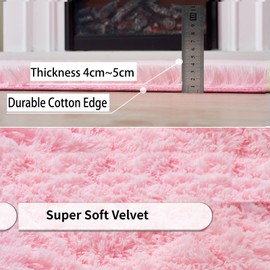 Obundi Anti-Slip Small Rug,Pink Velvet Carpet Durable Rug,Pink Rug for Girls Bedroom,Fluffy Living Room Rug (Pink, 60 x 120 cm)