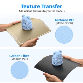 BIQU Smooth PET+Textured PEI Build Plate Compatible with Bambulab X1 X1C X1E P1P P1S A1 257x257mm, Carbon Fiber PET+Textured PEI Spring Steel Build Plate Flexible Sheet Removable Surface Platform