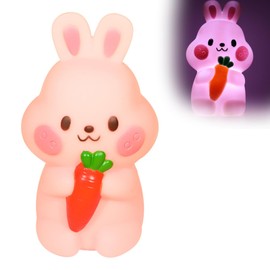 CutitiUU Cute Easter Bunny Baby Night Light,Easter PVC Bunny Night Light,Bunny Night Light for Kid,Cute Rabbit Night lamp Kids,Portable Rabbit Lamp,Party Birthdays Easter Gifts (Pink)