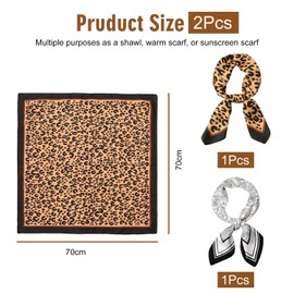 COACOM 2 Stücke Im Nachahmung Seidenquadratschal, Kreative Persönlichkeit, Multifunktionsgedruckter Quadratischer Schal, Modischer Schal Für Frauen, Weich Und Komfortabel, Bag-Streamers.