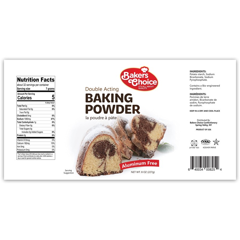 Double Acting Baking Powder, 8 oz. - Aluminum Free Baking
