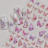 2 Sheets Butterfly Nail Art Stickers 5D Embossed Pink Butterfly
