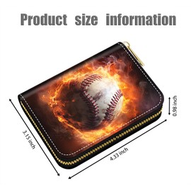 FVAENDHIO Credit Card Holder Wallets for Women, Burning Baseball Design RFID Blocking Small Leather Card Case Wallet Zipper Accordion Wallets, Burning Baseball, Fashions