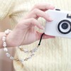 Beaded Camera Wrist Strap, Cute Phone Charms Strap, Pearl Bracelet