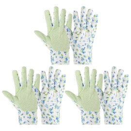 PATIKIL Floral Gardening Gloves for Women, 3 Pair Non-Slip Grip Garden Glove Women Working Yard Gloves for Yard Cleaning, Gardening, Weeding, Planting, Blue