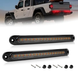 Turvysen 3 Color Trailer Brake Tail Light, 2 Pcs LED Sequential Turn Signal Running Lights Bar Amber Red White Rear Side Marker Lamp Strip for 12V-24V Trailer Truck Offroad Pickup RV ATV UTV Van