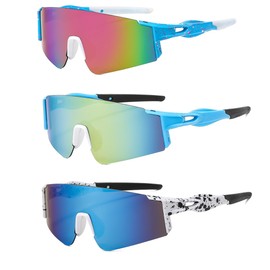 Wenyue 3 Pcs sportbrille,Fahrradbrille,Herren Fahrradbrille,Damen Fahrrad Brillen,Ski Sonnenbrille,Schnelle Brille,Sunglasses,Rennrad brille,für Outdooraktivitäten Wie Radfahren Ski Fischen Laufen