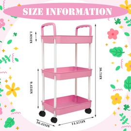 Ripeng 3 Tier Diaper Caddy Movable Baby Diaper Cart Diaper Storage Cart Newborn Essentials Cart Caddy Organizer Mobile Diaper Shelving Unit Cart for Baby Nursery Cart Changing Table(Pink)