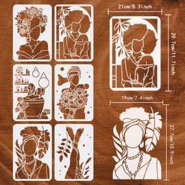 FINGERINSPIRE 6 pcs African Tribal Women Stencils 8.3x11.7inch Reusable African American Painting Stencil Female Silhouette Bathroom Decoration Stencil for Painting on Wood, Wall and Furniture