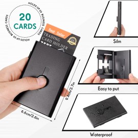 4 Packs Slide out Business Card Holder Thumb Drive Business Card Case Pocket Metal Card Case for Men Women Credit ID Card (Black)