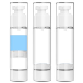 GIVITASOT 1.7OZ/50ML Airless Pump Bottles, 3 Pack Lotion Dispenser Travel Size Pump Bottles, Vacuum Cosmetic Travel Bottle for Lotion, Creams, Foundation, Cosmetic, with Labels, Wooeden Stick