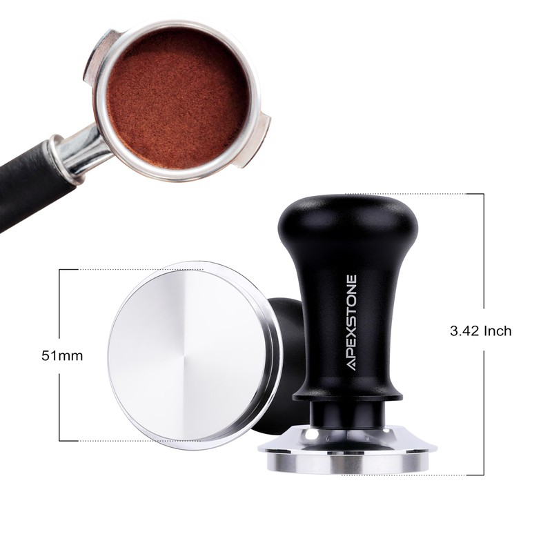 Apexstone Coffee Tamper Spring Loaded 51mm, Calibrated Espresso Tamper 51mm,
