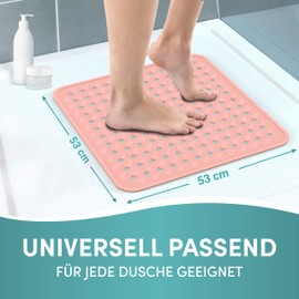 Engelbach® Non-Slip Shower Mat with Hanging Hooks, 53 x 53 cm, 100% BPA-Free, Anti-Slip Mat for the Shower, Mould-Resistant and Machine Washable