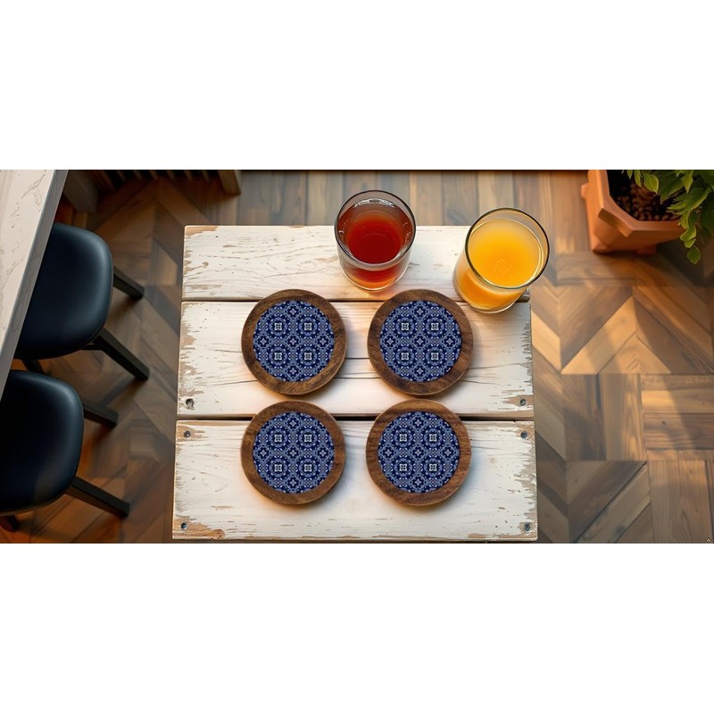 HASTA LA RAIZ Juego de 4 Portavasos artesanales, Coasters Hechos