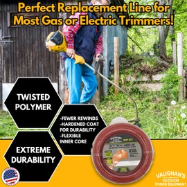 Vaughan's Master Line .095" Trimmer Line, 100ft | Red Twisted Polymer | Heavy-Duty Universal Weed Eater String for Gas & Electric & Battery Models | Made in The USA (2 Pack)
