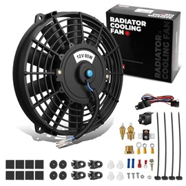 DNA MOTORING DNA MOTORING 7Inch Electric Radiator Cooling Fan Thermostat Wiring Switch Relay Kit, Universal High Performance Slim Fan Push Pull Electric Radiator with Mount Kit, RAF-7+SW-KIT