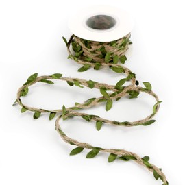 MEEDEE Natural Jute Twine Burlap String Leaf Twine with Twine Vine Green Leaves, 1" x 10 Yards, Perfect for Boho Baby Shower Party Jute Garland Twine Wreath Decorative