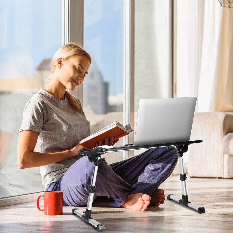 TeqHome Foldable Laptop Stand Height Angle Adjust Notebook Bed Desk