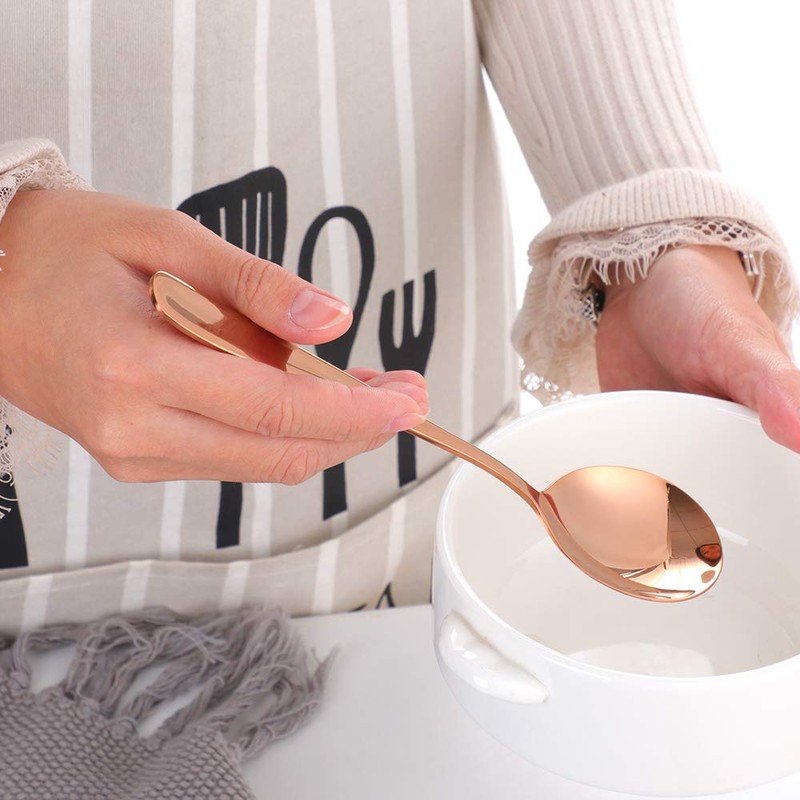 Buyer Star Bouillon Spoon Sets, 7-Inch Round Soup Spoons, Stainless