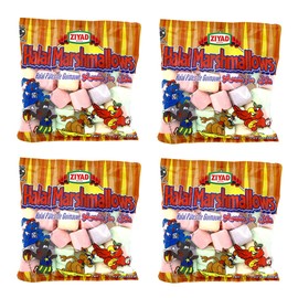 Ziyad Gourmet Halal, Multi-colored Large Marshmallows, Fruity, Pork-Free, Egg-Free, Dairy-Free, Gluten-Free, Perfect for Holidays and S’mores, 8.80oz (Pack of 4)