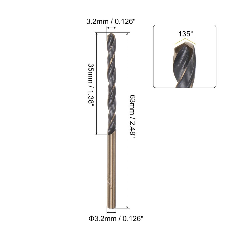 QUARKZMAN 12 Pieces Jobber Drill Bits 3.2mm Black Nitride and