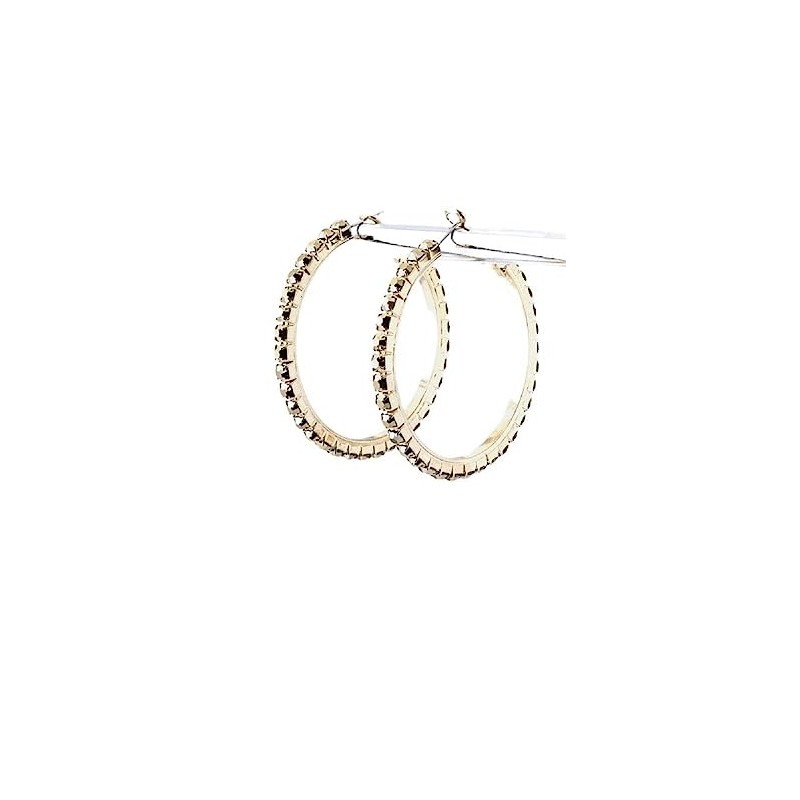 Arco Crystal Hoop Earrings - Gold