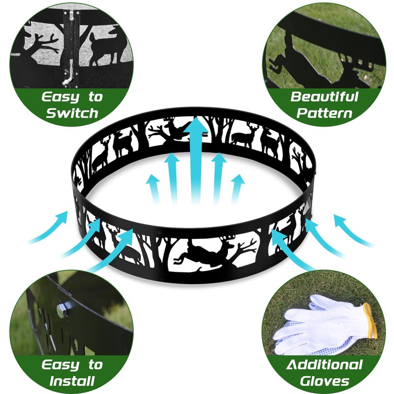 KAIDIDA Fire Ring, Metal Fire Pit Ring, Fire Rings for