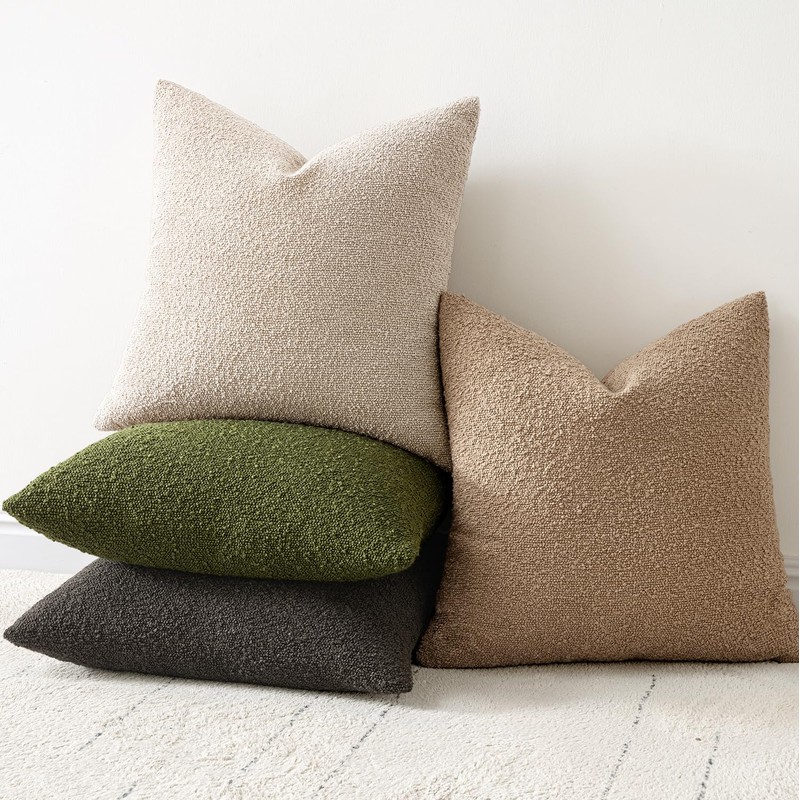 Woaboy Pack of 2 24x24 Inch Decorative Boucle Throw Pillow