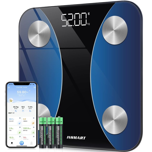 Weight Scale, Insmart Body Fat Meter, Body Composition Meter, Smartphone Linked 260H (Blue)