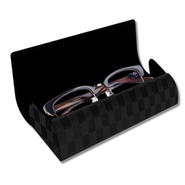 PU Leather Glasses Case with Cleaning Cloth - Magnetic Hard Case Glasses Box with Soft Inner Lining - Compact & Scratch Resistant Case for Glasses - Ideal for Travel & Everyday Use, black