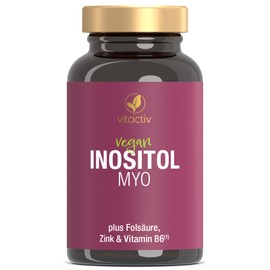 VITACTIV Inositol Myo - 90 Inositol Kapseln (30 Tage) - Kinderwunsch bei PCO Syndrom - Myo Inositol Hochdosiert, 2000 mg pro Tagesdosis - Plus Zink, Vitamin B6 & Folsäure - Vegan, Laborgeprüft in DE
