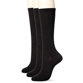 Okamoto JOSE 3-Pair Solid Cotton Blend High Socks, 12.6 inches (32 cm) Length, Antibacterial and Odor Resistant, Women's, Black, Japan 23-25 (Equivalent to Japanese Size M-L), Black, 23.0-25.0 cm