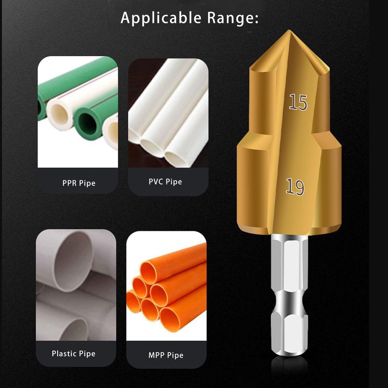 3 x PPR Pipe Reamer Bits 19 mm 24 mm
