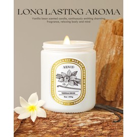 AOOVOO Scented Candles for Home Scented, Wood Wicked Candles Christmas Birthday Gifts for Women Mom Men, Natural Soy Candle | Vanilla Bean Candle, White Jar - 9oz