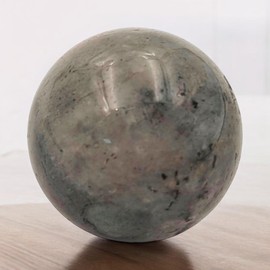 Pandiui23 Natural Polished White Labradorite Ball, Polished Crystal with Energy Properties, Polished Dial (White Labradorite, 3CM)