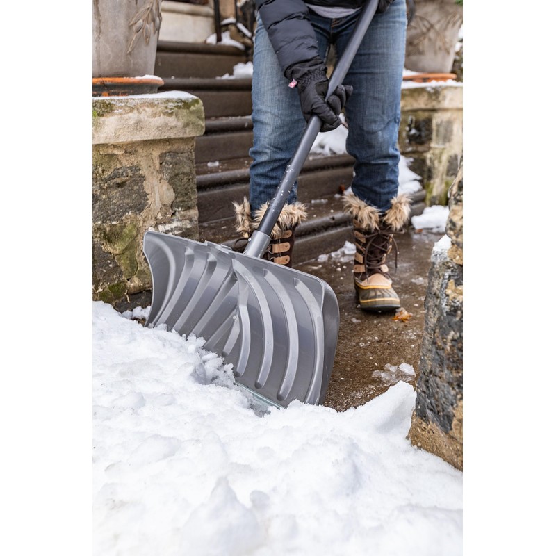 Suncast 24-Inch Snow Shovel and Pusher Combo with Durable Galvanized